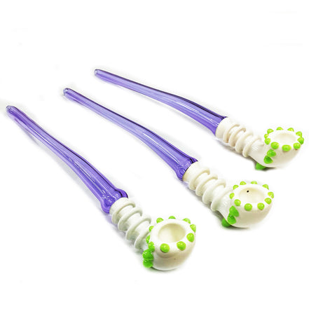 14" Gandalf Pipe Purple Tube Glass with White Tube Head