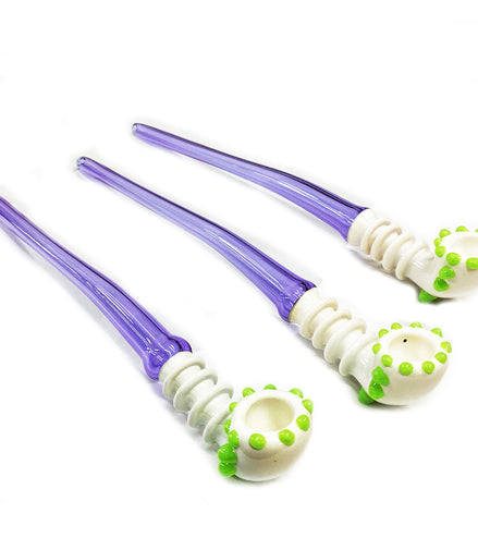 14" Gandalf Pipe Purple Tube Glass with White Tube Head