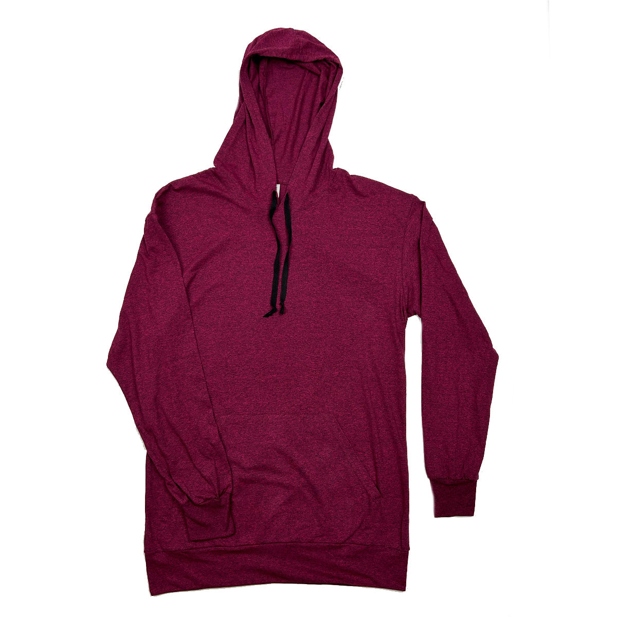 Long Sleeve Burgundy  T-Shirt with Hoodie, Pack of 6 Units-2M, 2L, 2XL
