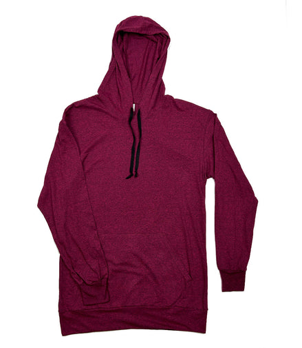 Long Sleeve Burgundy  T-Shirt with Hoodie, Pack of 6 Units-2M, 2L, 2XL