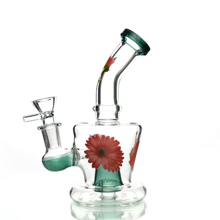 6" Flower Sticker Water Pipe with 14mm Male Bowl