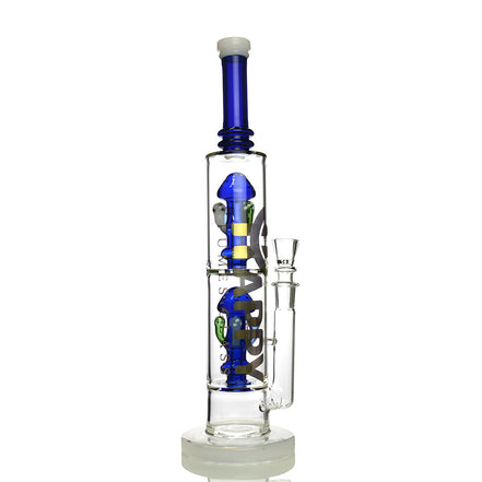 17" Double Mushroom Chamber Water Pipe with 18mm Male Bowl - Happy Fumes Glass Brand