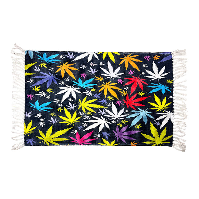 Handloom Printed Multi Color Weed Leaf Design Doormat Size 2ft x 3ft