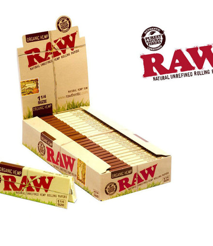 Raw Organic 1 1/4" Size Rolling Paper 24 packs - LA Wholesale Kings