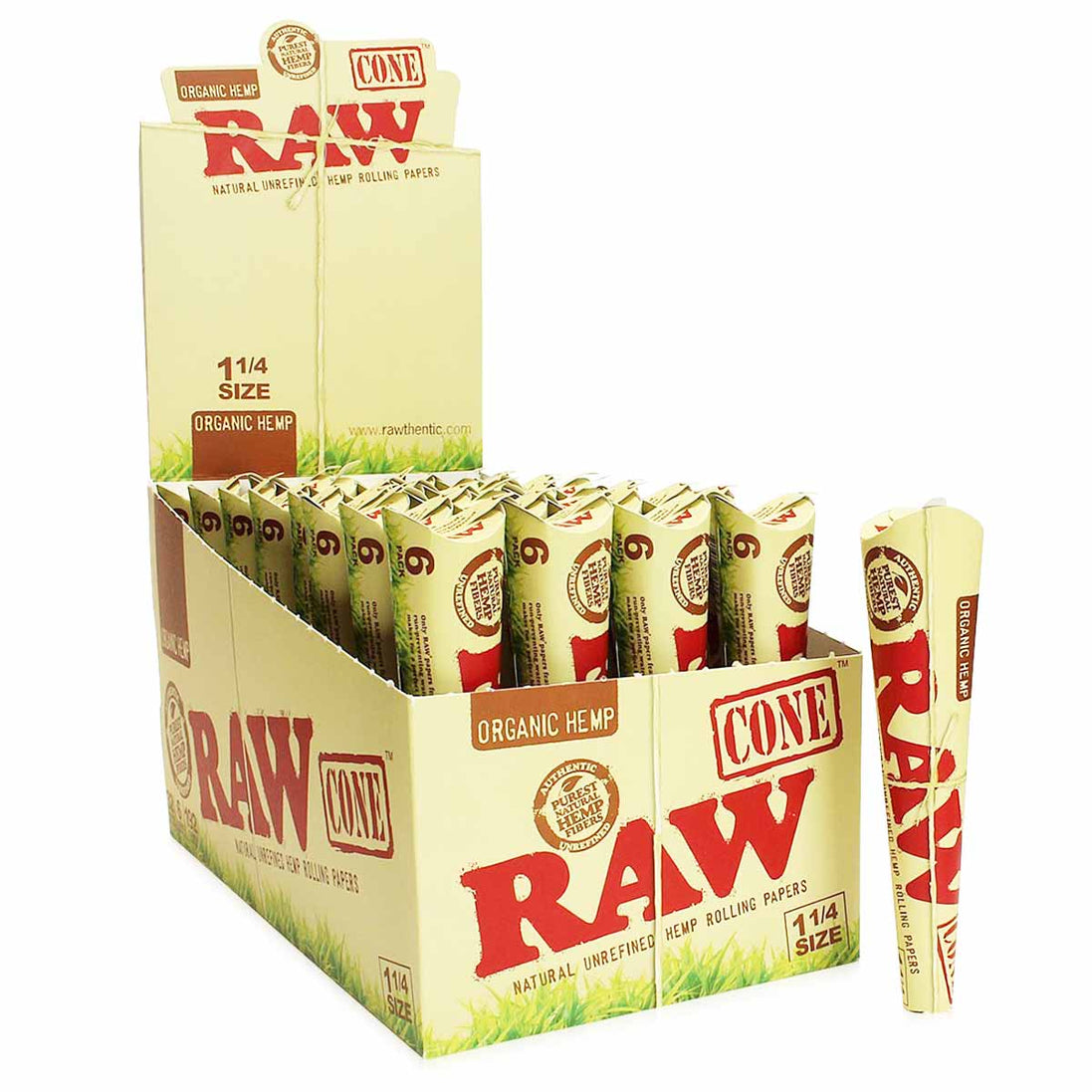 Raw Organic Cone  Size 1 1/4" Pre-Rolled Cone 192ct - LA Wholesale Kings