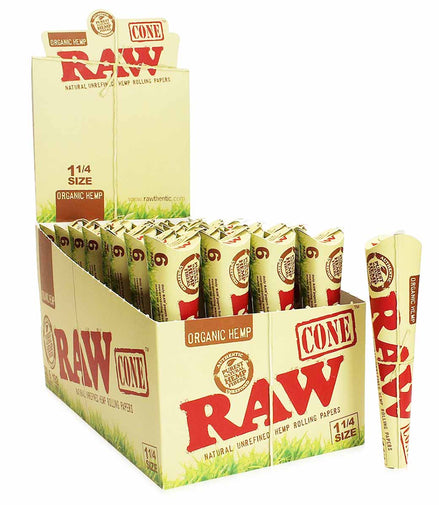 Raw Organic Cone  Size 1 1/4" Pre-Rolled Cone 192ct - LA Wholesale Kings
