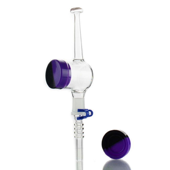 8" Clear glass Nectar Collector Concentrate with 14mm Plastic Clip and 9mm Silicone Jar - LA Wholesale Kings