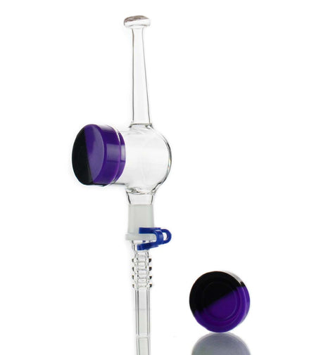 8" Clear glass Nectar Collector Concentrate with 14mm Plastic Clip and 9mm Silicone Jar - LA Wholesale Kings