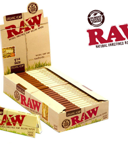Raw Organic 1 1/4" Size Rolling Paper 24 packs - LA Wholesale Kings