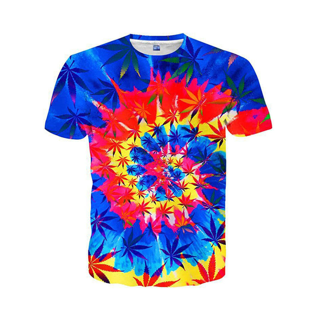 Blue Orange Tie Die Polyester Short Sleeve T-Shirt Pack of 6 Units  1-S, 1-M, 1-L, 1-XL, 1-XXL, 1-XXXL