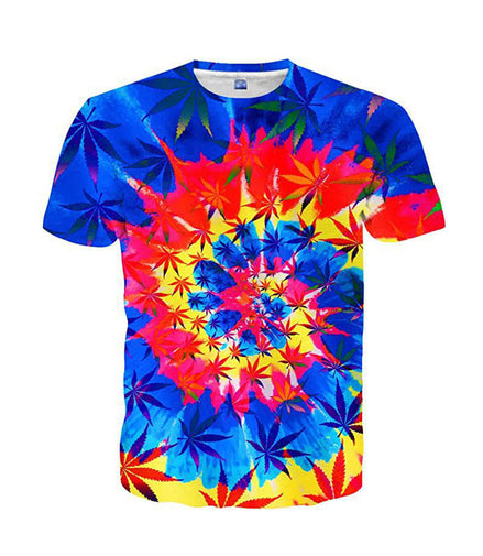 Blue Orange Tie Die Polyester Short Sleeve T-Shirt Pack of 6 Units  1-S, 1-M, 1-L, 1-XL, 1-XXL, 1-XXXL