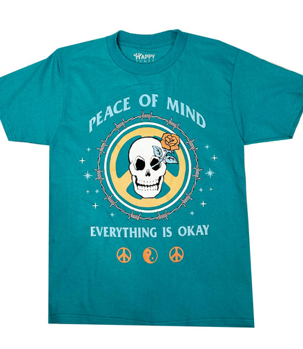Peace of Mind Teal Short Sleeve T-Shirt 100% Cotton- Pack of 6 Units  1S, 2M, 2L, 1XL