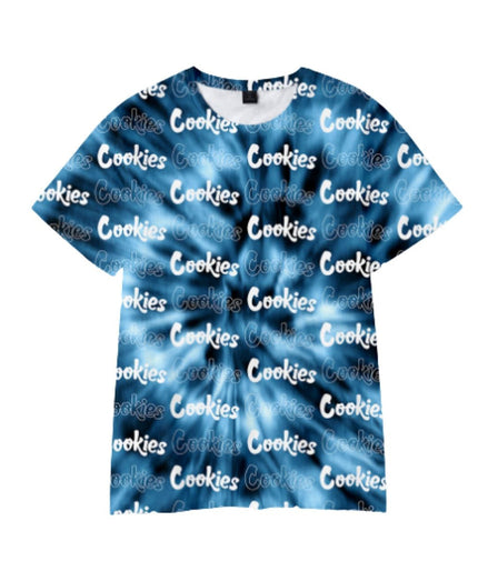 Blue Black Tie Die Polyester Short Sleeve T-Shirt Pack of 6 Units  1-S, 1-M, 1-L, 1-XL, 1-XXL, 1-XXXL