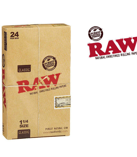 Raw Classic 1 1/4" Size Rolling Paper 24 packs - LA Wholesale Kings
