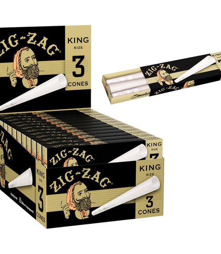 Zig Zag Cone King Size 24 Boxes each Box with 3 Cones - LA Wholesale Kings