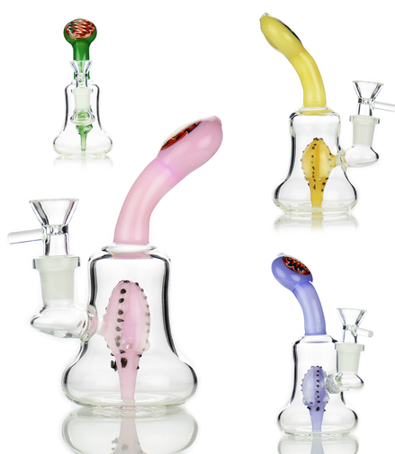 6.5" Water Pipe Bong with Slime Tube Shower and Reversal Mouth Design 14mm Male Bowl