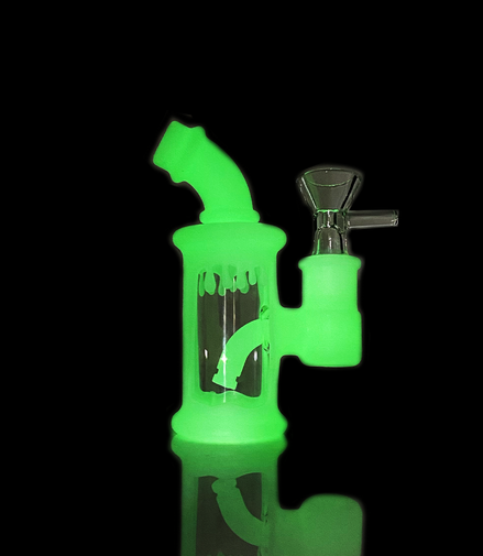 4.5" Glow in Dark Bong with The Combination of Glass and Silicone 14mm Male Bowl