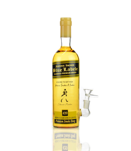 12" Blue Label Liquor Bottle with 14mm Male Bowl