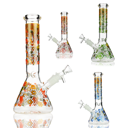 10" Honey Bee Beaker Decal with 14mm Bowl