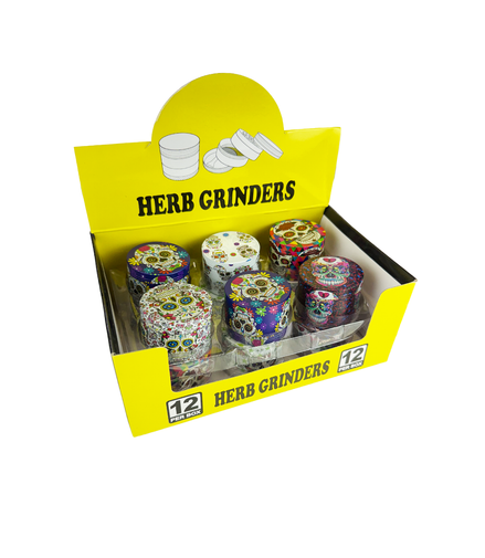 50mm Skull Print Grinder, 4 Parts, 12pcs Display