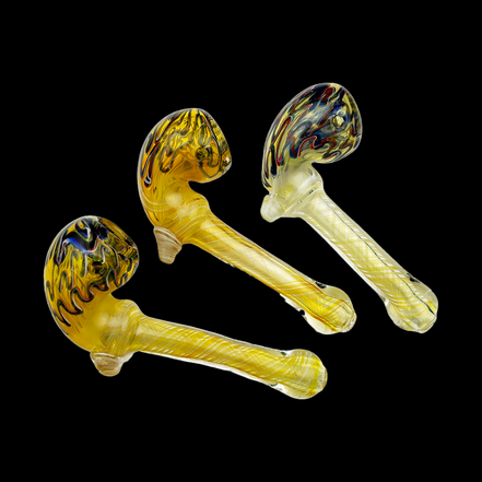 6" Sherlock Drippy Head Gold Fume Glass