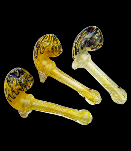 6" Sherlock Drippy Head Gold Fume Glass