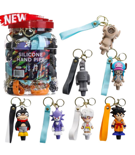 4" Keychain Silicone Character Hand Pipe Jar of 25 PCS