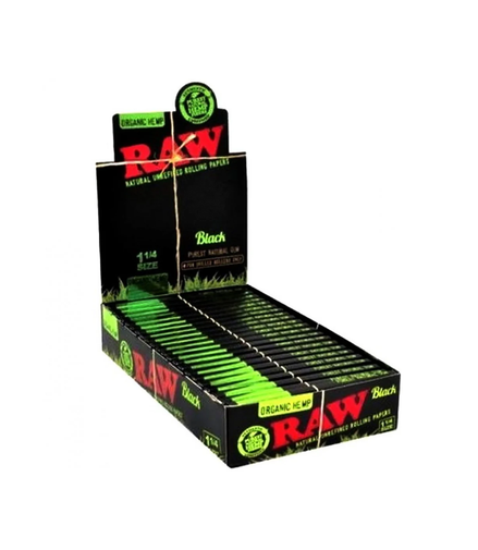 Raw Black Organic 1 1/4" Size Rolling Paper 24 packs