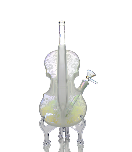 11" Violin Water Pipe Engraved and Electroplated Glass