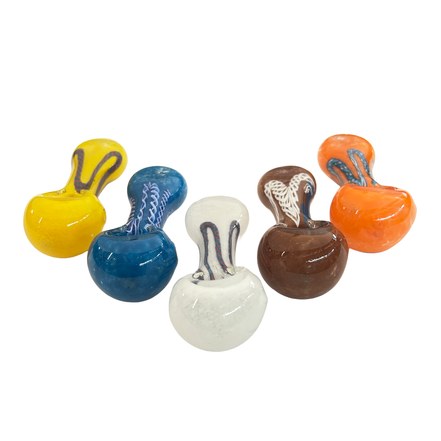 3.5" Hand Pipe Spoon with Color Frit Pressed Mouth