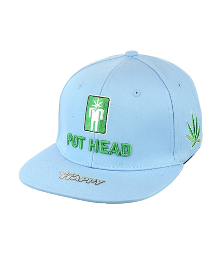POT HEAD Leaf Embroidered Snapback Hat 100% Cotton
