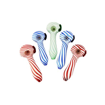 4.5" Hand Pipe Spoon Candy Cane Design White Tube