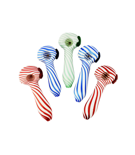 4.5" Hand Pipe Spoon Candy Cane Design White Tube