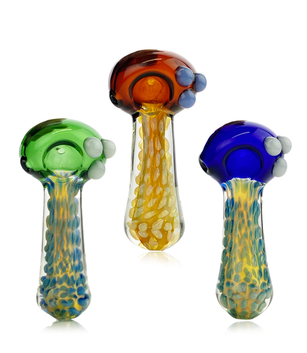 5" Gold Fume Hand Pipe Spoon with Quilted Color Art