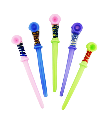 9" Slime Sherlock Pipe with Twisted Glass Art