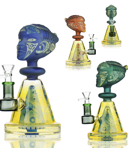 8" Egyptians Fume Glass Water Pipe with 14mm Male Bowl