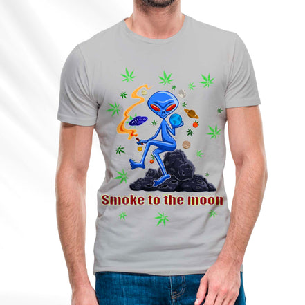 Smoke to The Moon Gray T-Shirt Pack of  5 Units 1M, 1L, 1-XL, 1-XXL, 1-XXXL -- 60% Cotton 40% Polyester