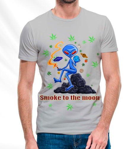 Smoke to The Moon Gray T-Shirt Pack of  5 Units 1M, 1L, 1-XL, 1-XXL, 1-XXXL -- 60% Cotton 40% Polyester