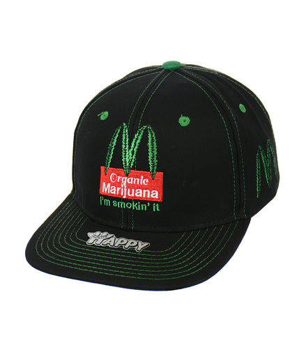 ORGANIC LEAF Embroidered Snapback Hat 100% Cotton