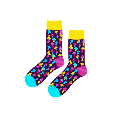 COLORFUL MUSHROOM Socks Fits All, 70% Cotton, 25% Spandex, 5% Elastic