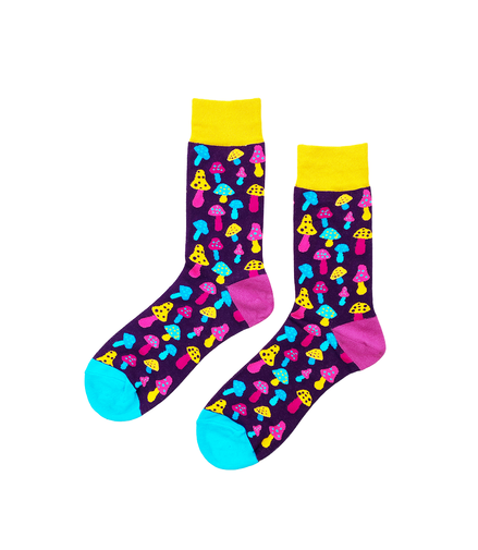 COLORFUL MUSHROOM Socks Fits All, 70% Cotton, 25% Spandex, 5% Elastic