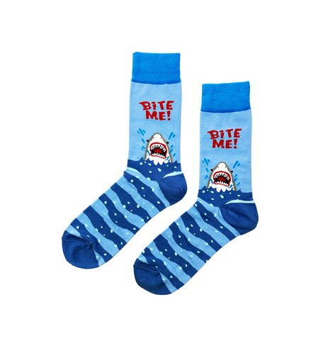 SHARK - BITE ME!  Socks Fits All, 70% Cotton, 25% Spandex, 5% Elastic