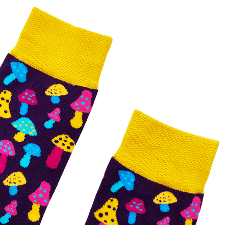 COLORFUL MUSHROOM Socks Fits All, 70% Cotton, 25% Spandex, 5% Elastic