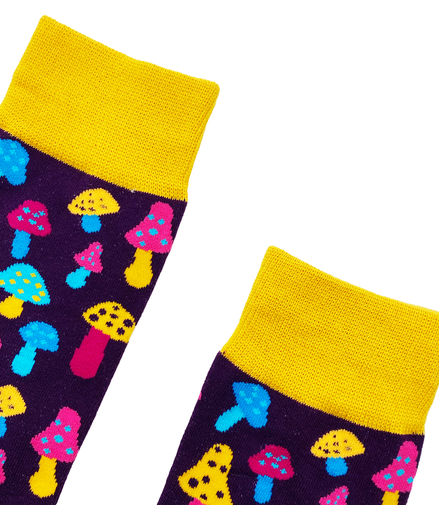 COLORFUL MUSHROOM Socks Fits All, 70% Cotton, 25% Spandex, 5% Elastic