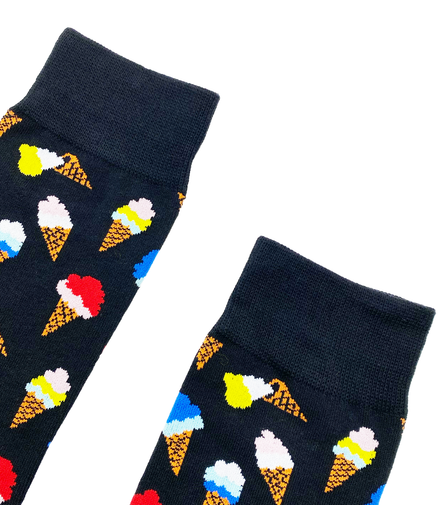 ICE CREAM CONE Socks Fits All, 70% Cotton, 25% Spandex, 5% Elastic