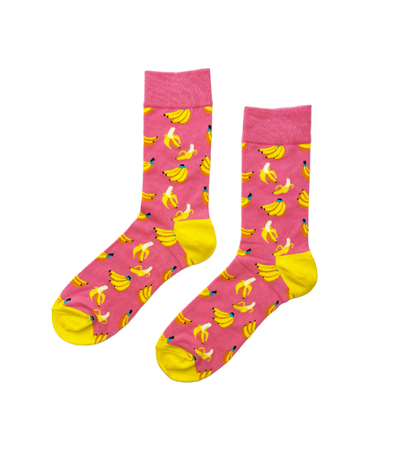 PINK BANANA Socks Fits All, 70% Cotton, 25% Spandex, 5% Elastic