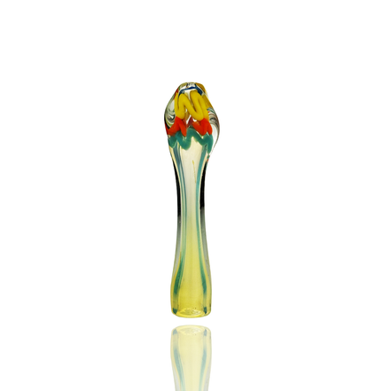 4" Twisted Mouth Glass Chillum with Silver Fume Glass