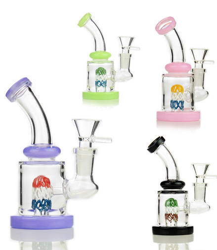 5.5" Water Pipe Slime Bong with Wire Shower and 14mm Male Bowl