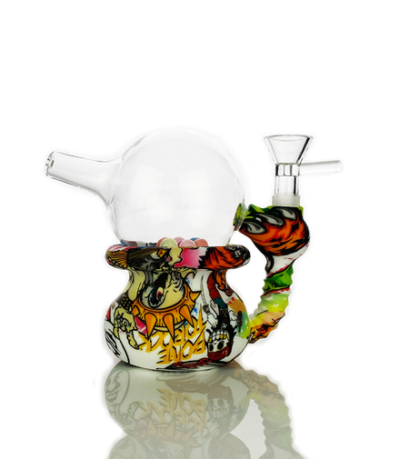 5" Silicone Spinner Glass Water Pipe Bong 14mm Male Bowl