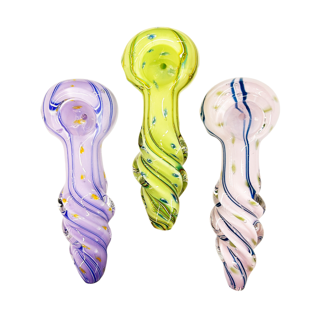 4.5" Slime Frit Hand Pipe with Twisted Glass